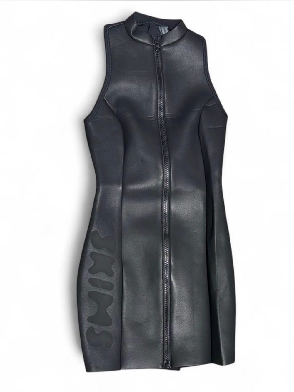 SKIMS *NWT RUBBERIZED SCUBA SWIM MOCK NECK DRESS | COLOR: ONYX | SIZE: XXS - Picture 5 of 10